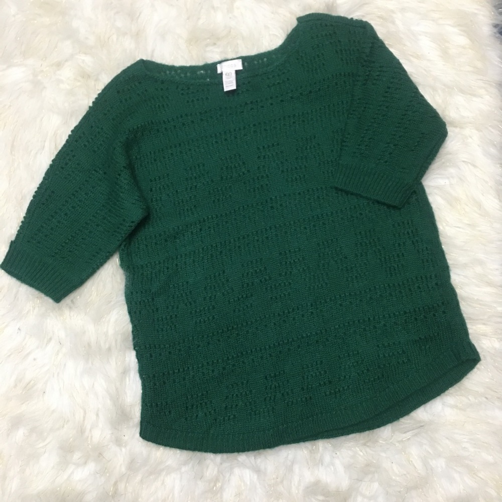 Chico’s short sleeve green sweater size XS (00)